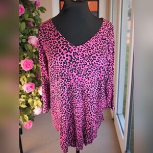 Zenana Outfitters Pink Leopard Print Blouse
